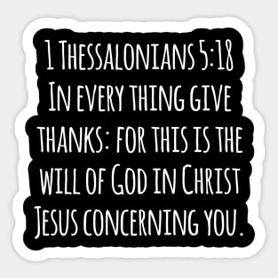 1 Thessalonians 5:18 King James Version (KJV) Bible Verse Typography Sticker